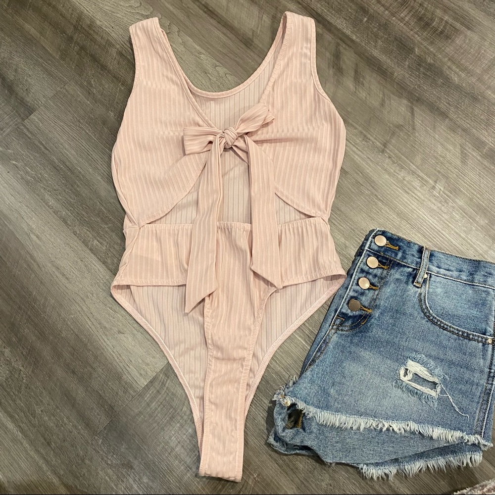 Tie Back Ribbed Bodysuit